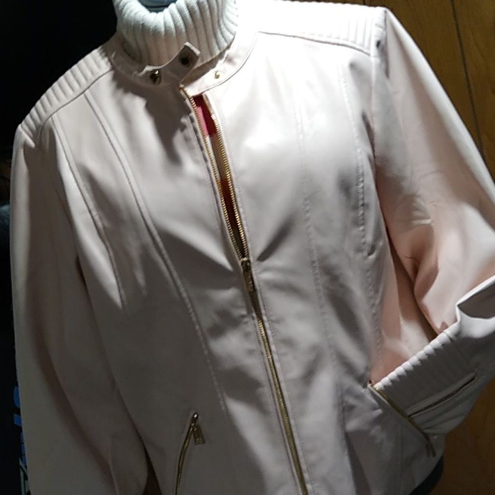 Calvin Klein faux leather, pink jacket size 3x.nwt